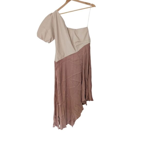 Anthropologie Faux Leather One-Shoulder Asymmetrical Midi Dress - Picture 8 of 8